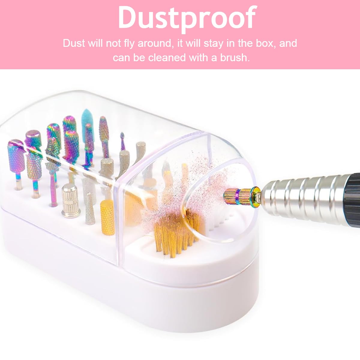 MAYCREATE® 2 in 1 Nail Drill Bits Organizer Case with Nail Drill Bits Cleaning Brush, 30 Holes Dustproof Nail Art Drill Bits Stand with Lid Nail Drill Bits Storage Box with Intergrated Cleaning Brush MAYCREATE® 2 in 1 Nail Drill Bits Organizer Case with Nail Drill Bits Cleaning Brush, 30 Holes Dustproof Nail Art Drill Bits Stand with Lid Nail Drill Bits Storage Box with Intergrated Cleaning Brush
